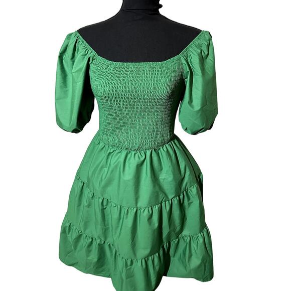 Boho Chic Women Size Small Ruffled Sundress Casual Short Sleeve Off the Shoulder - Picture 1 of 5